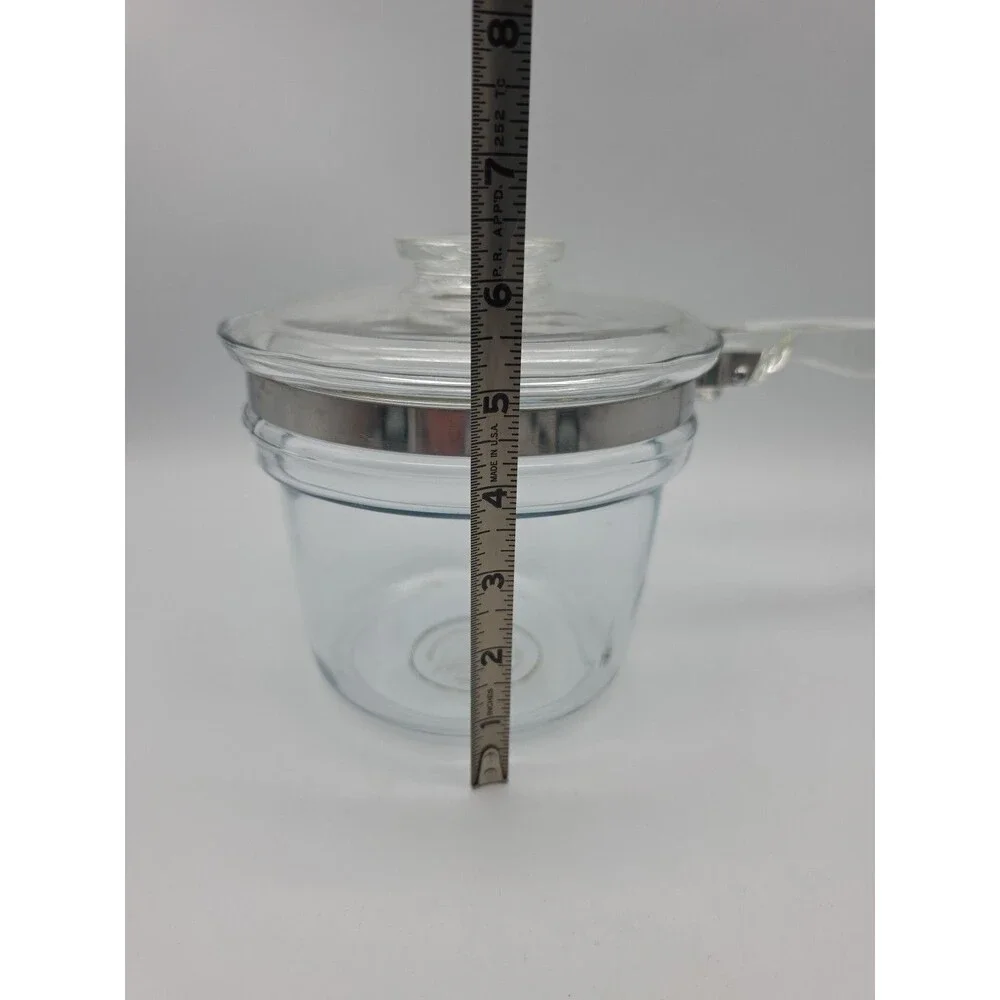 Pyrex Flameware 6283L 1.5 Quart Clear Glass Pot Saucepan with Lid Vintage MCM - Picture 8 of 10